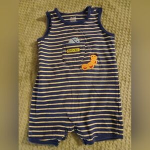 Carter's Navy and Cream Striped Baby Romper